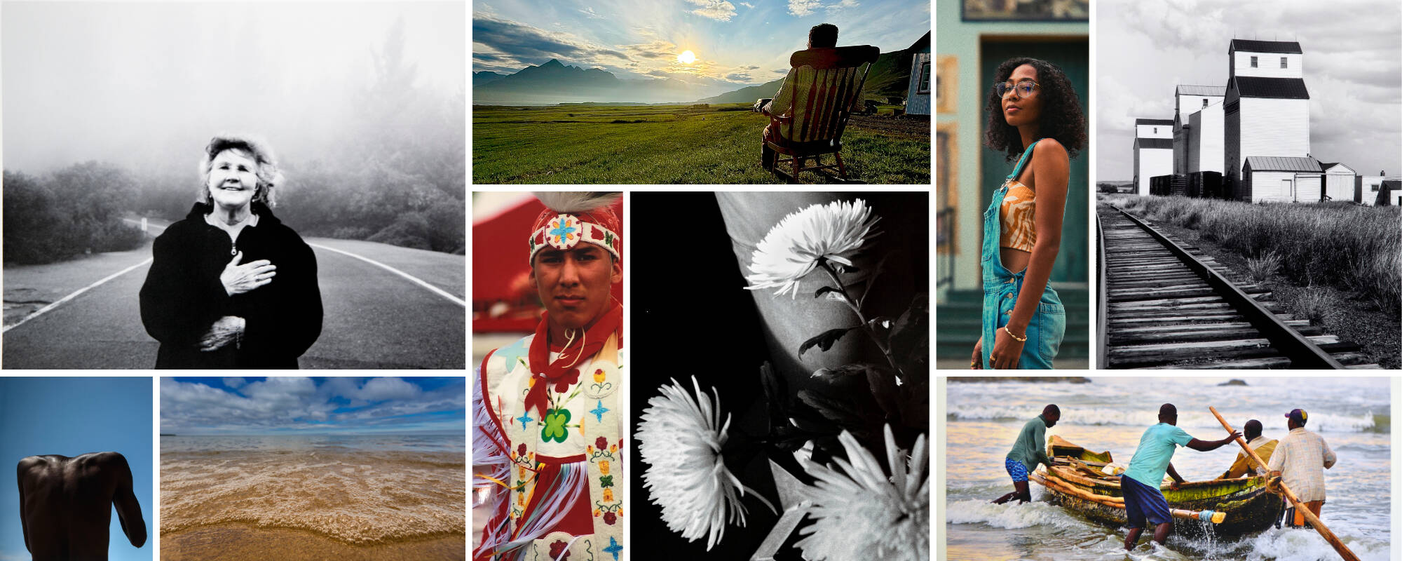 Collage of nine contemporary photographs from the GVSU Art Museum Collection.